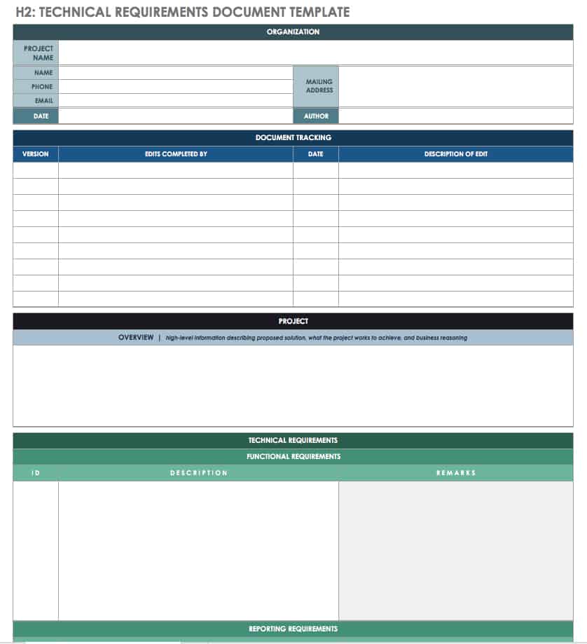 Technical Requirements Documenting Template