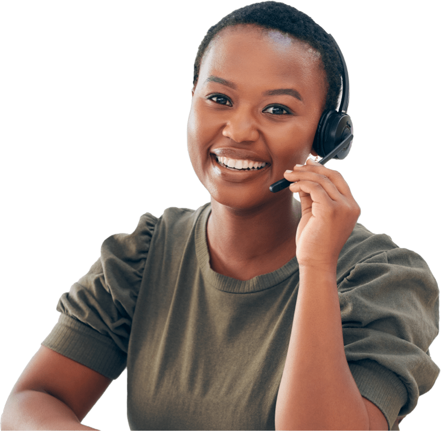 Technology support employee on phone call